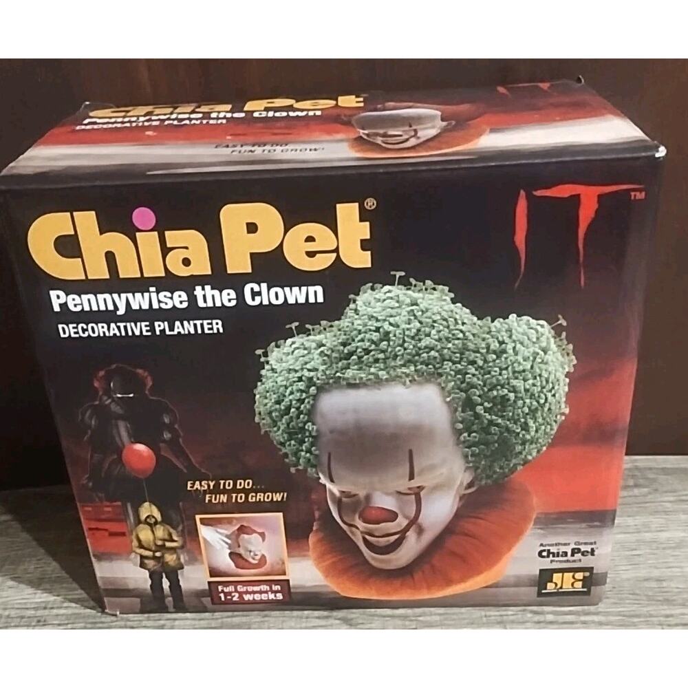 Chia Pet Pennywise the Clown Handmade Multicolor Painted Pottery Planter IT